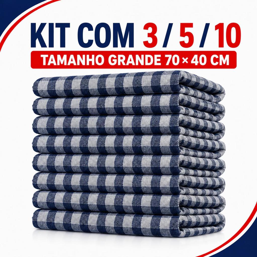 Kit Panos De Chão Xadrez 100% Algodão Grande Alta Absorção pano chão cozinha pano chão para restaurante pano de limpeza