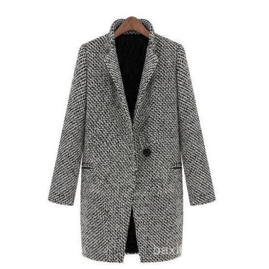 2025 outono inverno estação europeia houndstooth casaco de comprimento médio Plus Size oferta especial houndstooth casac