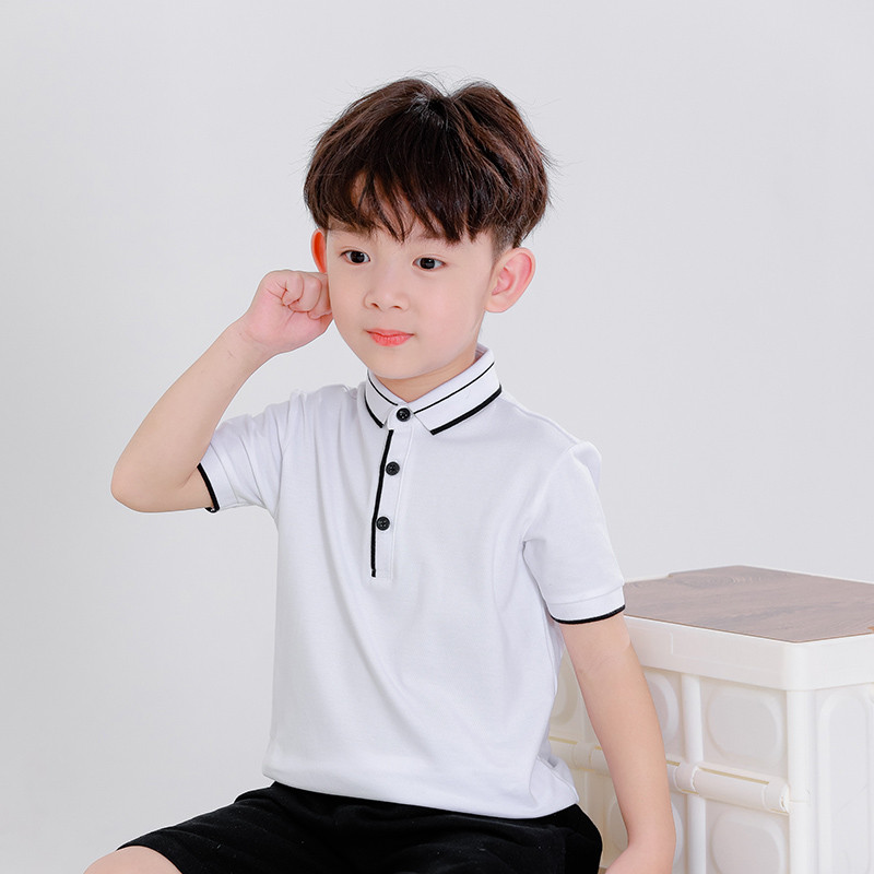 Roupas infantis infantis Camiseta infantil de manga curta de algodão puro Camisa POLO 2025 Verão Meninos Meia Manga Esti