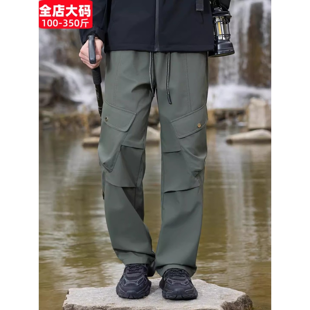 Jaqueta repelente de água masculina primavera outono calças de caminhada ao ar livre na moda gordura solta mais gordura 