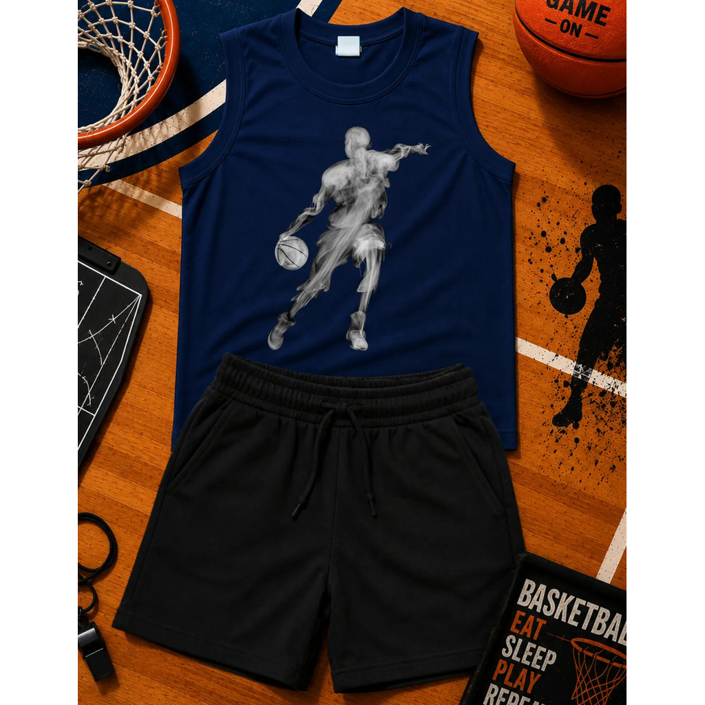 Conjunto Infantil Menino Regata Basquete com Bermuda Esportiva Roupa Infantil Verão Look Masculino Confortável