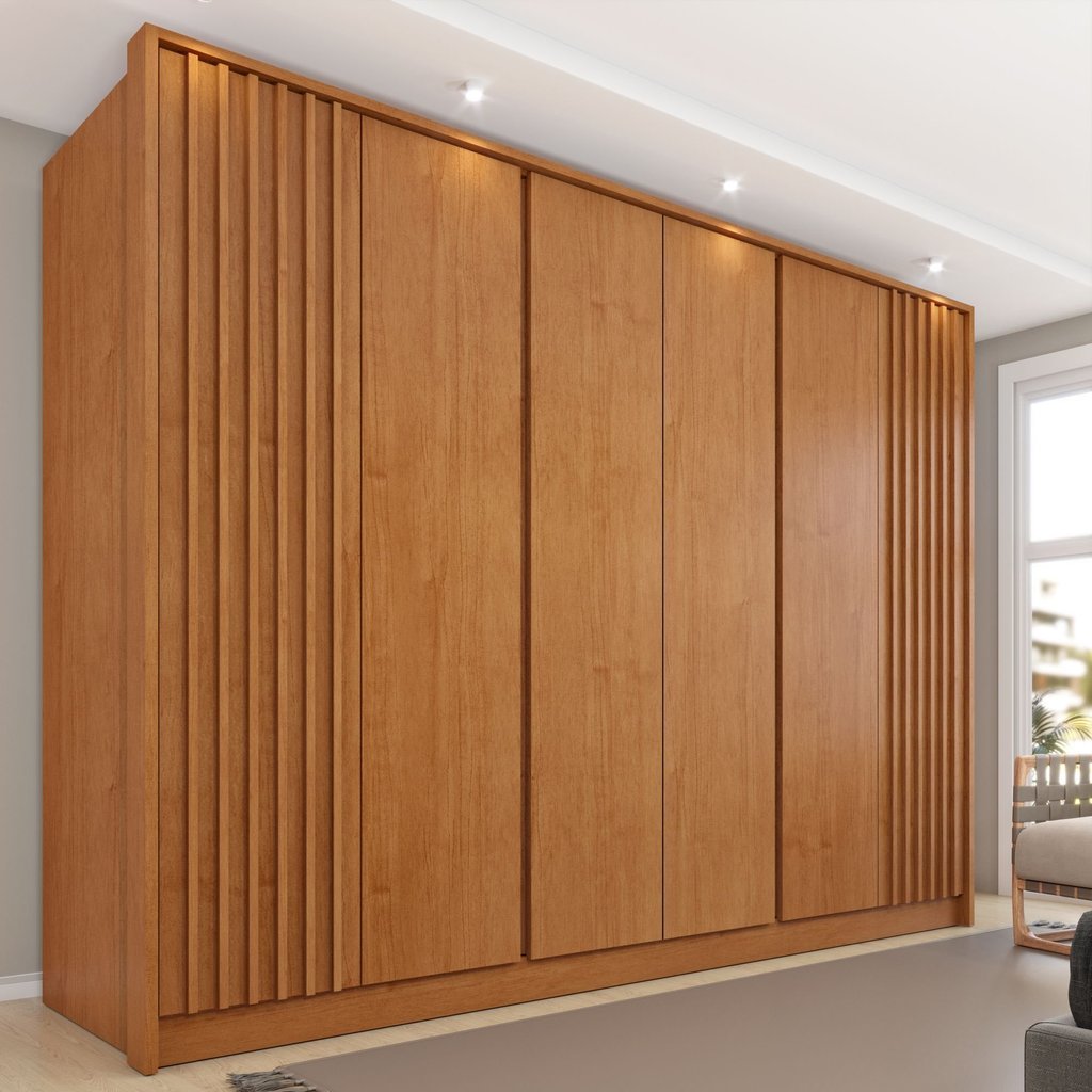 Guarda Roupa Casal Ripado 6 Portas 6 Gavetas 275cm Yescasa Marrom/Cinamomo Cinamomo