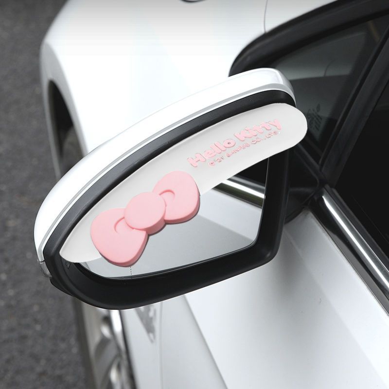 SGLink HelloKitty espelho retrovisor do carro chuva sobrancelha bonito criativo espelho retrovisor à prova de chuva refl