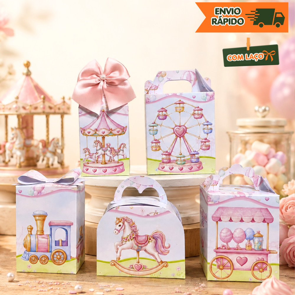 Caixinhas personalizados  lembrancinhas  aniversário  Kit festa Carrossel encantado / PEGUE E MONTE OU MONTADO