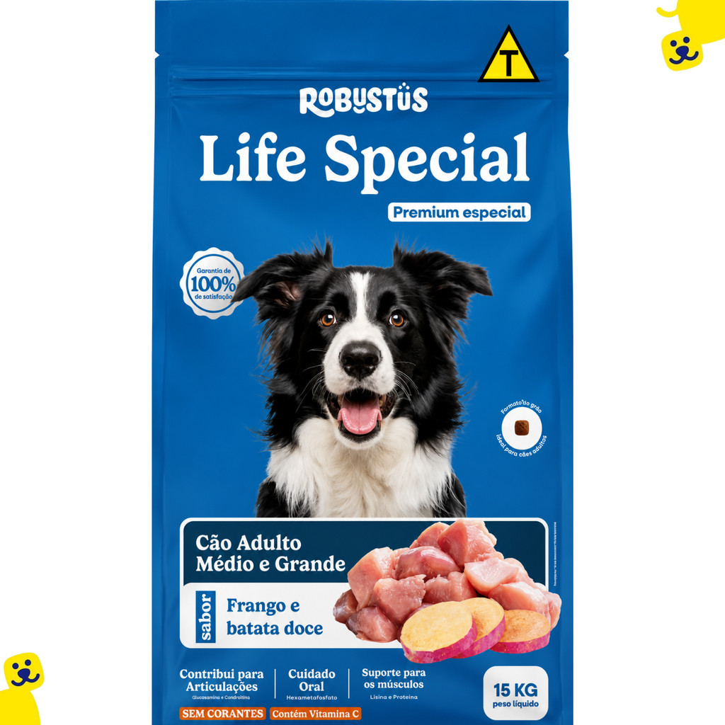 Ração para Cachorro 15kg Ração Robustus Life Special Adulto Médio e Grande Frango Ração Cachorro
