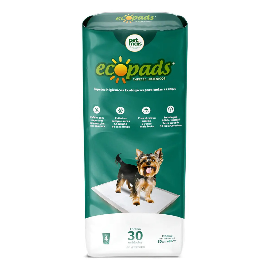Tapete Higiênico Para Cães Ecopads Pet 80x60 30un Promoção