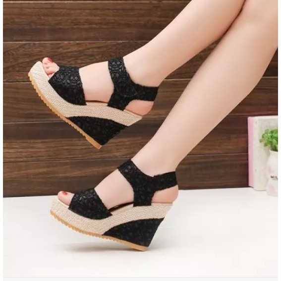 Mulheres Verão Cunha Salto Alto Sapatos Plataforma Sandália Sapato