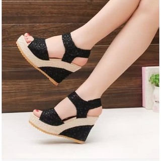 Mulheres Verão Cunha Salto Alto Sapatos Plataforma Sandália Sapato