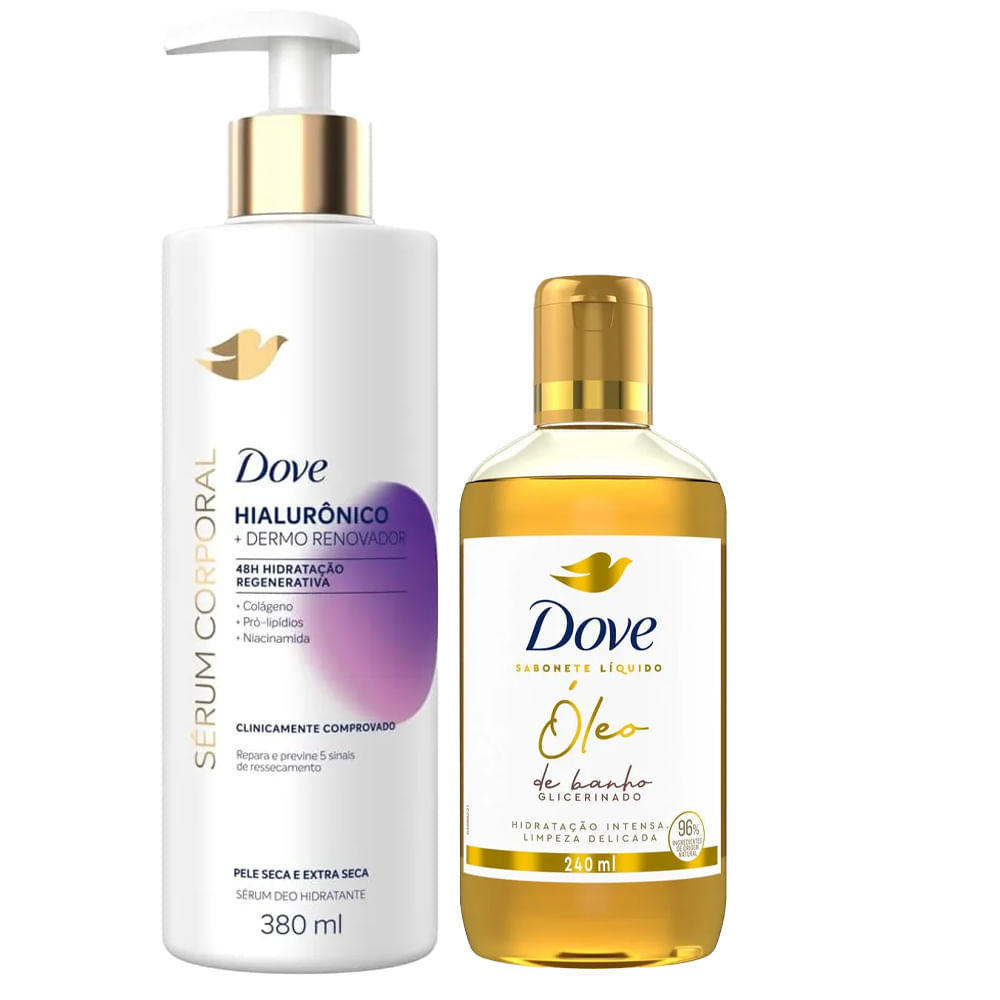 Kit Dove Serum Corporal Hialuronico + Oleo de Banho