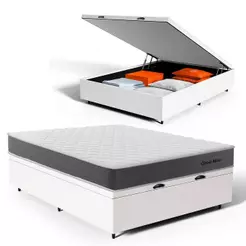 Cama Box Baú Casal com Colchão de Molas Ensacadas Classic Maxx 138x188x62cm