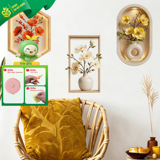 Vaso de santuário estilo Log pintura tripla adesivos de parede PVC adesivos decorativos autoadesivos planos 29 * 60 cm s