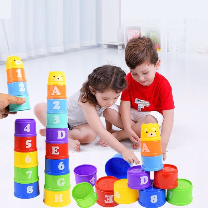 Copo Para Educação Infantil Empilhando Brinquedos De Cartas Numéricas Educativos Infantis — imagem 2 de 2