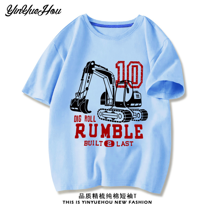 Crianças roupas infantis meninos camiseta de manga curta verão médio grande crianças puro algodão topos bebê impresso ro
