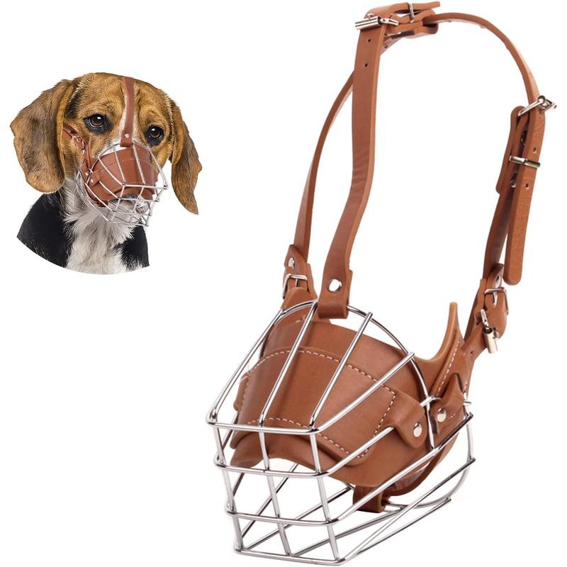 Focinho De Cachorro PETCUTE , Cesta De Metal Para Cães Médios E Grandes , Durável Ajustável Com Alças De Couro , Evita M