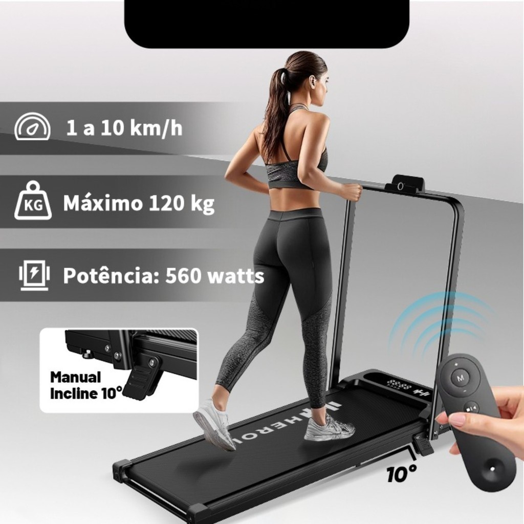 Esteira Elétrica 127V Silenciosa, Até 120kg 1-8km/h Dobrável Portátil Equipamento de Ginástica Doméstico