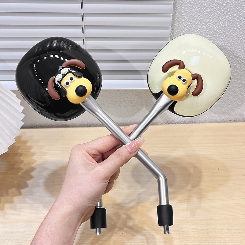 Adequado para espelhos retrovisores elétricos, design de cachorro de desenho animado fofo, universal para motocicletas e