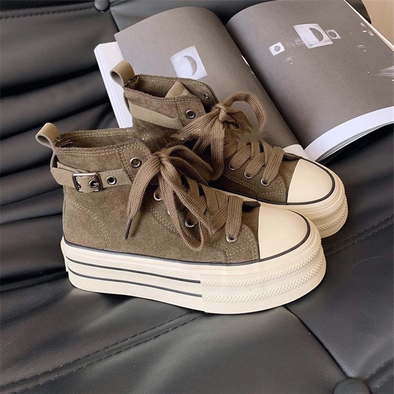 Nicho Retro rabanete sapatos de alta qualidade feminino 2025 verão confortável sapatos de lona de sola grossa All-Match 