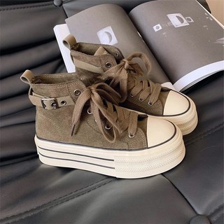 Nicho Retro rabanete sapatos de alta qualidade feminino 2025 verão confortável sapatos de lona de sola grossa All-Match 