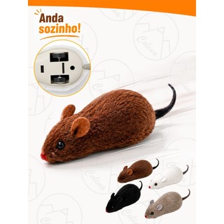 Rato de Brinquedo Ratinho De Fricção Para Gatos Pelúcia Diversão Pegadinha Maquete