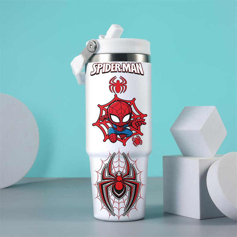 spider man Copo De Água De Grande Capacidade 900ml Garrafa Térmica De Aço Inoxidável Com Alça