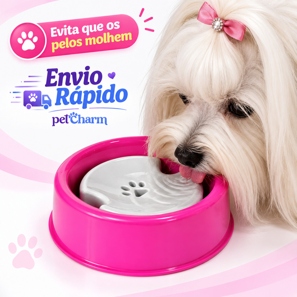 Bebedouro Para Cães e Gatos Peludos Bebedouro Pelos Longos Pote Para Agua