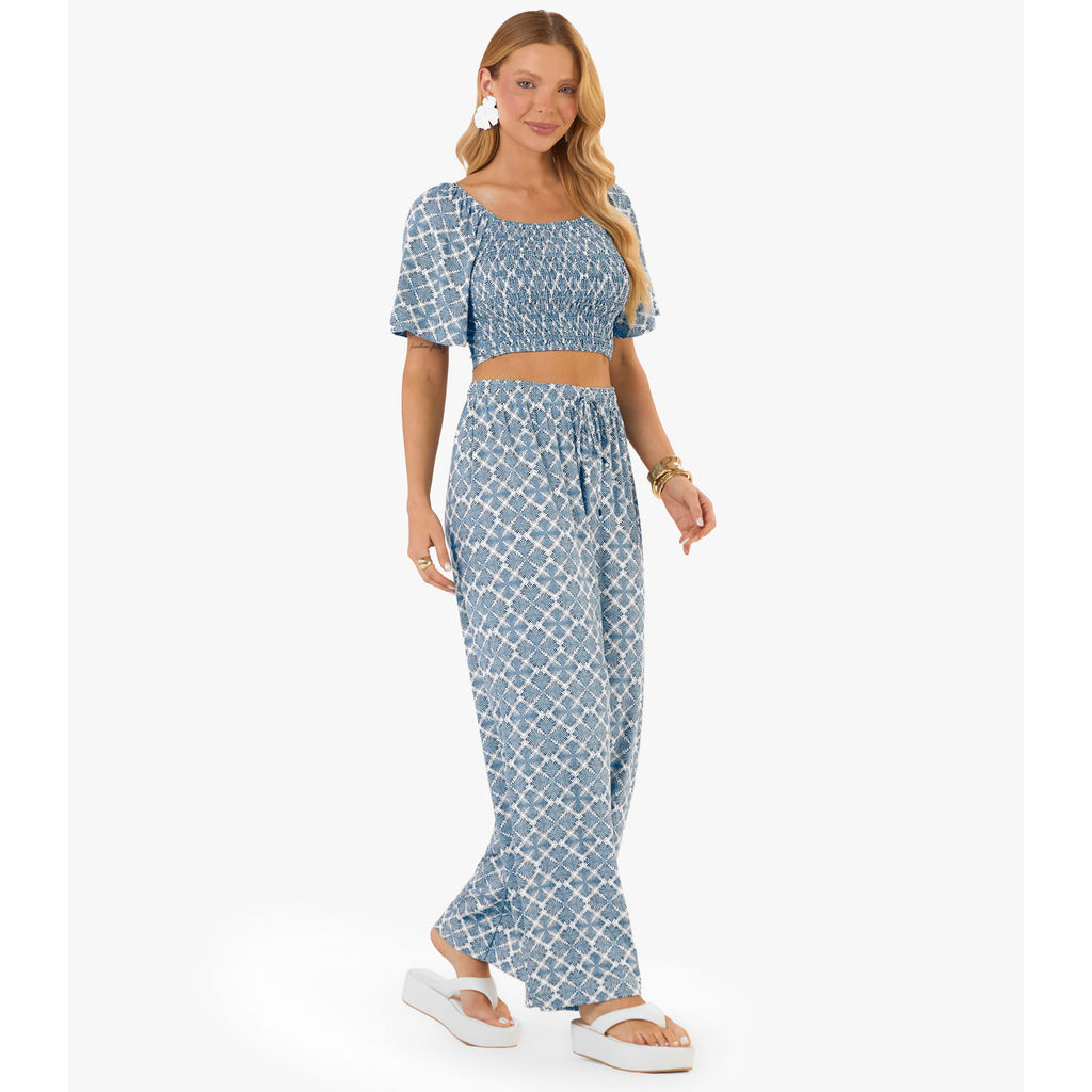Calça Feminina Pantalona Viscotorcion Rovitex Bege