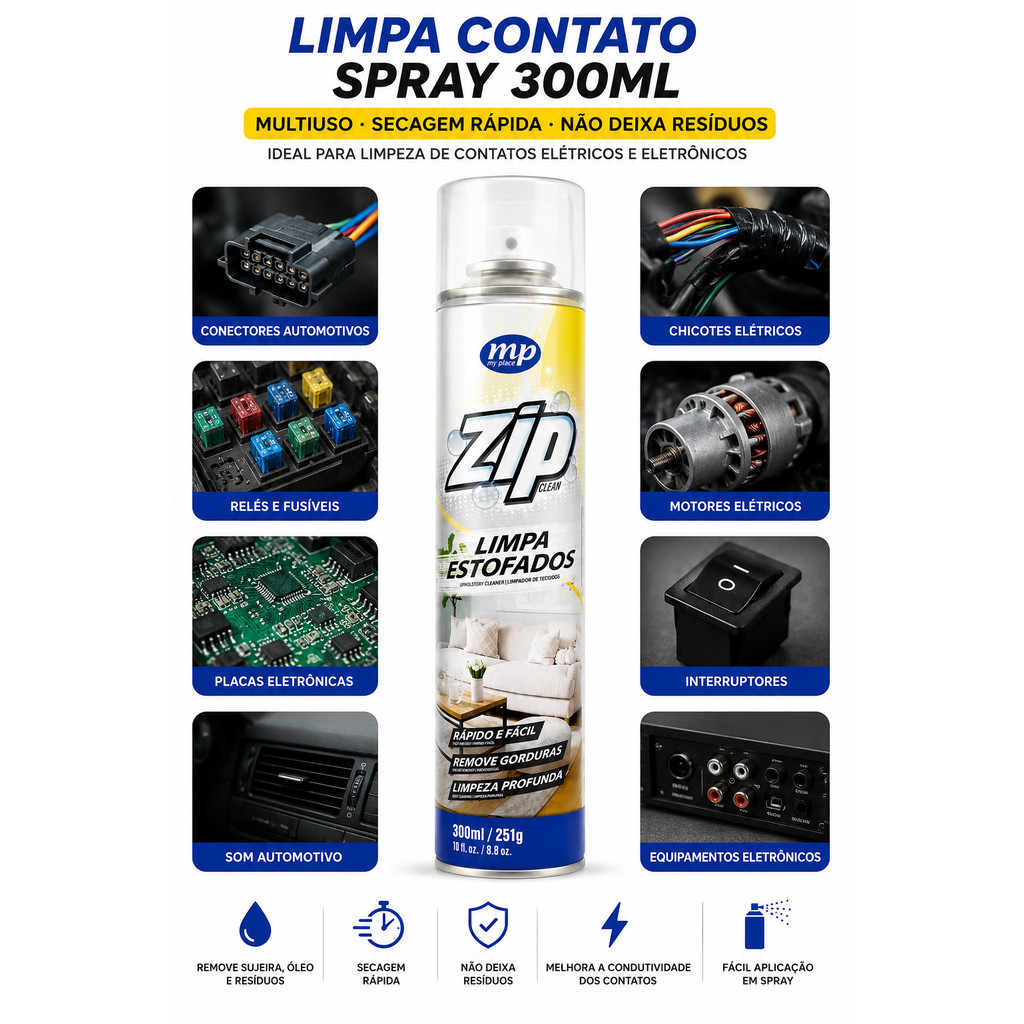 Spray Limpa Estofados Zip Clean My Place 300ml Higieniza Bancos Sofás e Carpetes — imagem 2 de 2