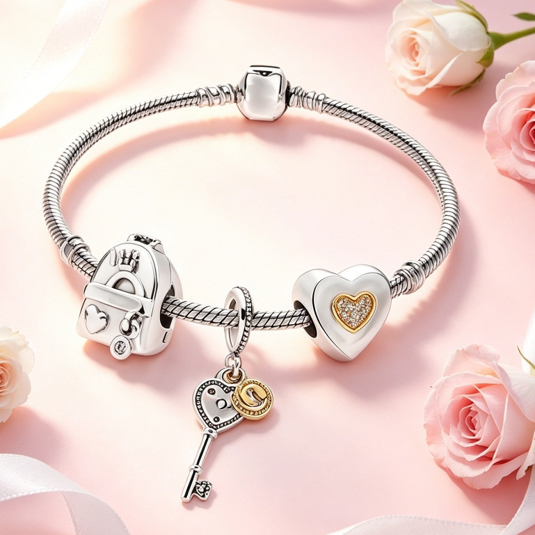 Conjunto de pulseiras de osso de cobra em prata de lei 925, com uma variedade de berloques, perfeito para projetos DIY, 