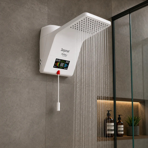Ducha Inteligente Zagonel Ducali Branco WiFi Controle de Temperatura Chuveiro Elétrico Smart Banheiro