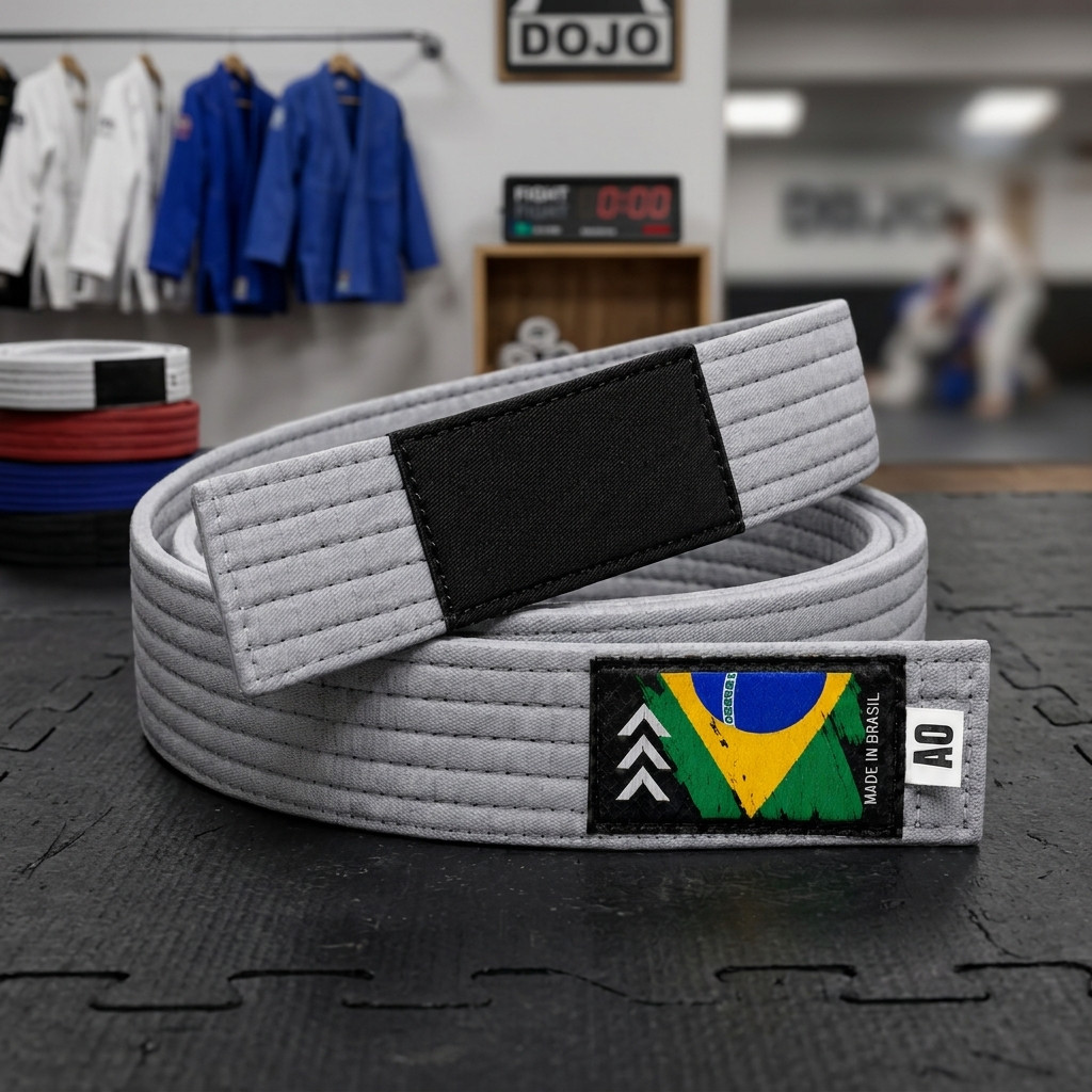 Faixa Jiu Jitsu Sequência Cinza Algodão Reforçada Profissional Treino Competição Graduação