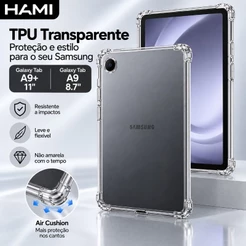 Capa Transparente para Samsung Galaxy Tab A9+ 11" / A9 8.7" em TPU Reforçado Anti-Impacto