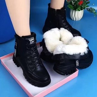 Botas Martin de couro genuíno genuíno femininas botas planas combinadas com sola grossa espessada