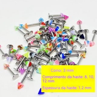 Cor lábio studs acrílico titânio aço lábio studs pessoas resto punctura bola apontou Cone lábio studs conjunto estilo mi