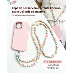 Cordão de Celular de Corações Coloridos Pulseira de Miçangas Anti-Queda SL001