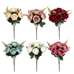 Buquê de Rosas Artificial 30cm 6 Cores Disponíveis Não Murcha Para Decoração Casa, Festa e Casamento