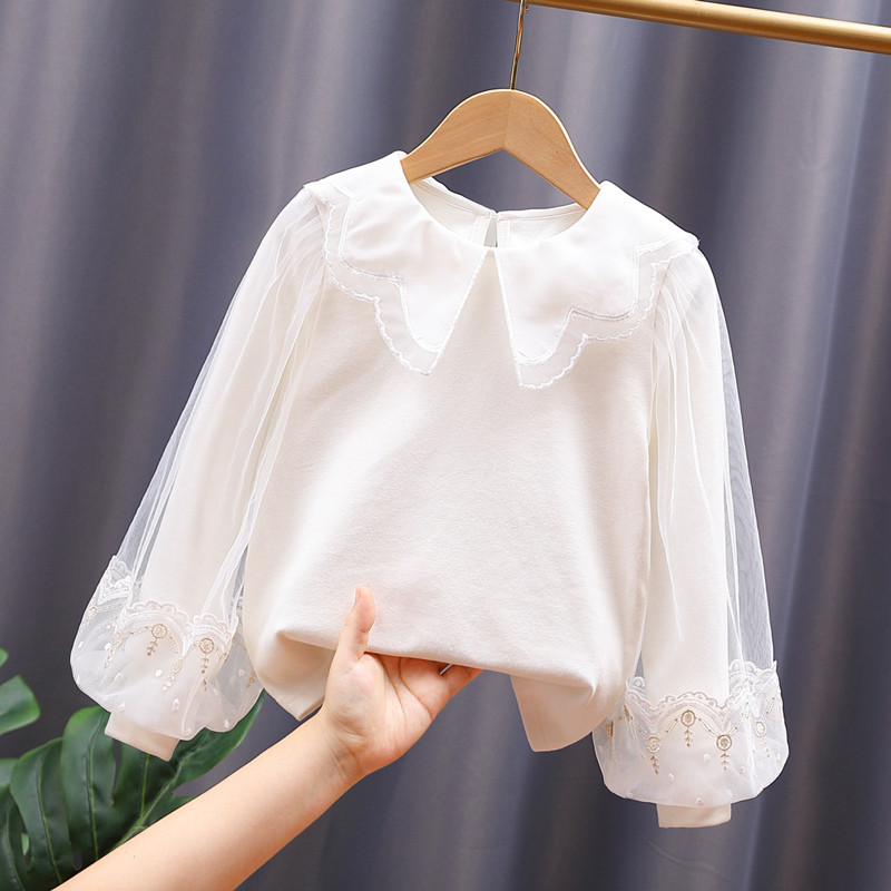 Meninas camisa de fundo primavera outono manga comprida interior inverno forro de lã princesa topo crianças moda puro al