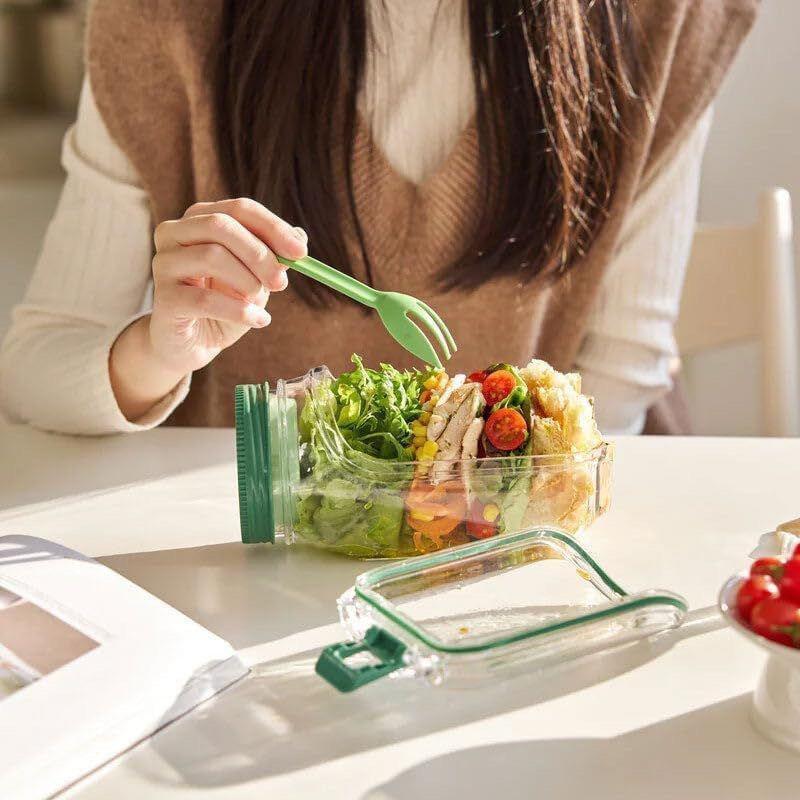 Jarra de salada estilo transfronteiriça, portátil, simples, para casa, cozinha, garrafa de armazenamento de salada, plás