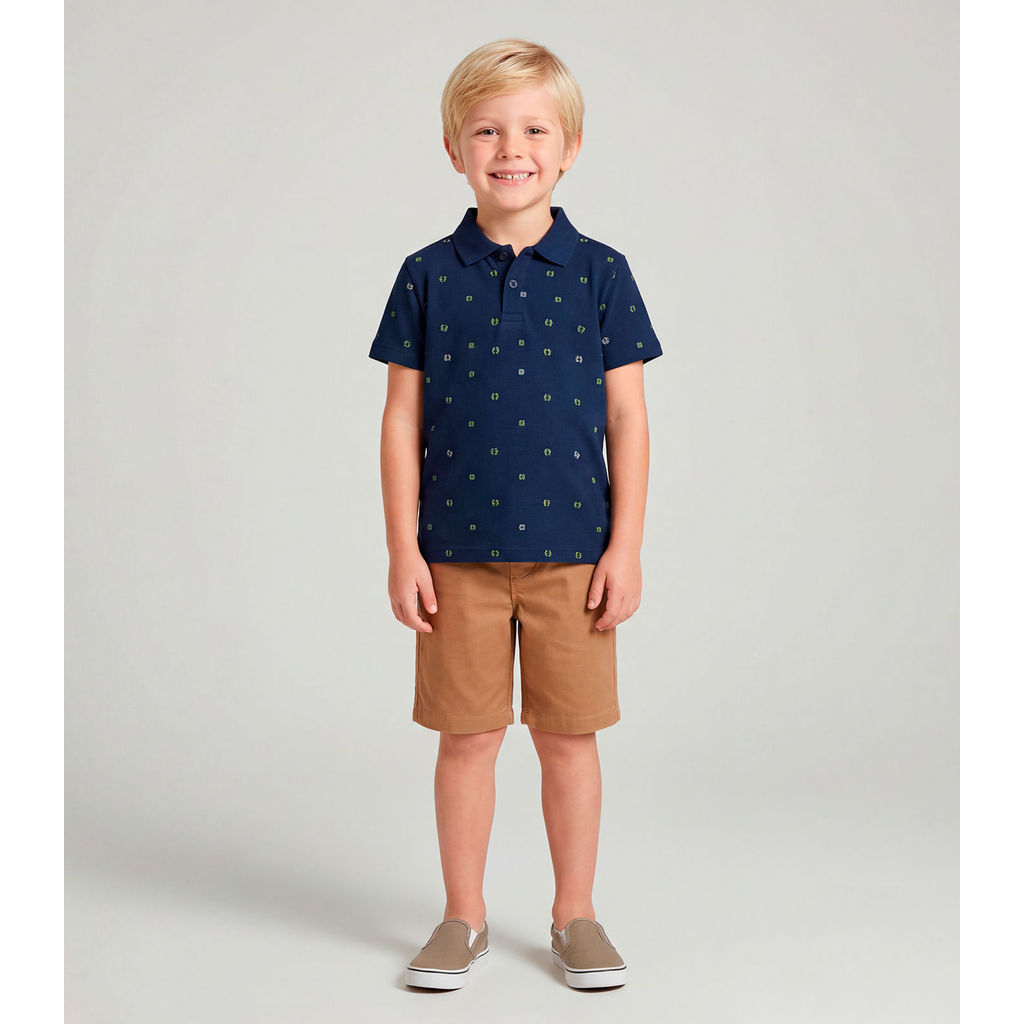 Conjunto Infantil Polo Com Bermuda Trick Nick Azul