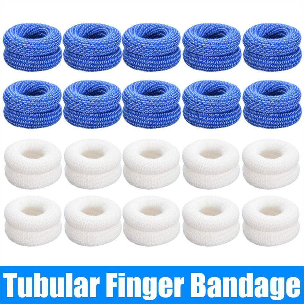 Berços De Dedo Algodão 10 Pçs Protetor Bandagem De Enfermagem Esportes Segurança Azul Branco Tubular