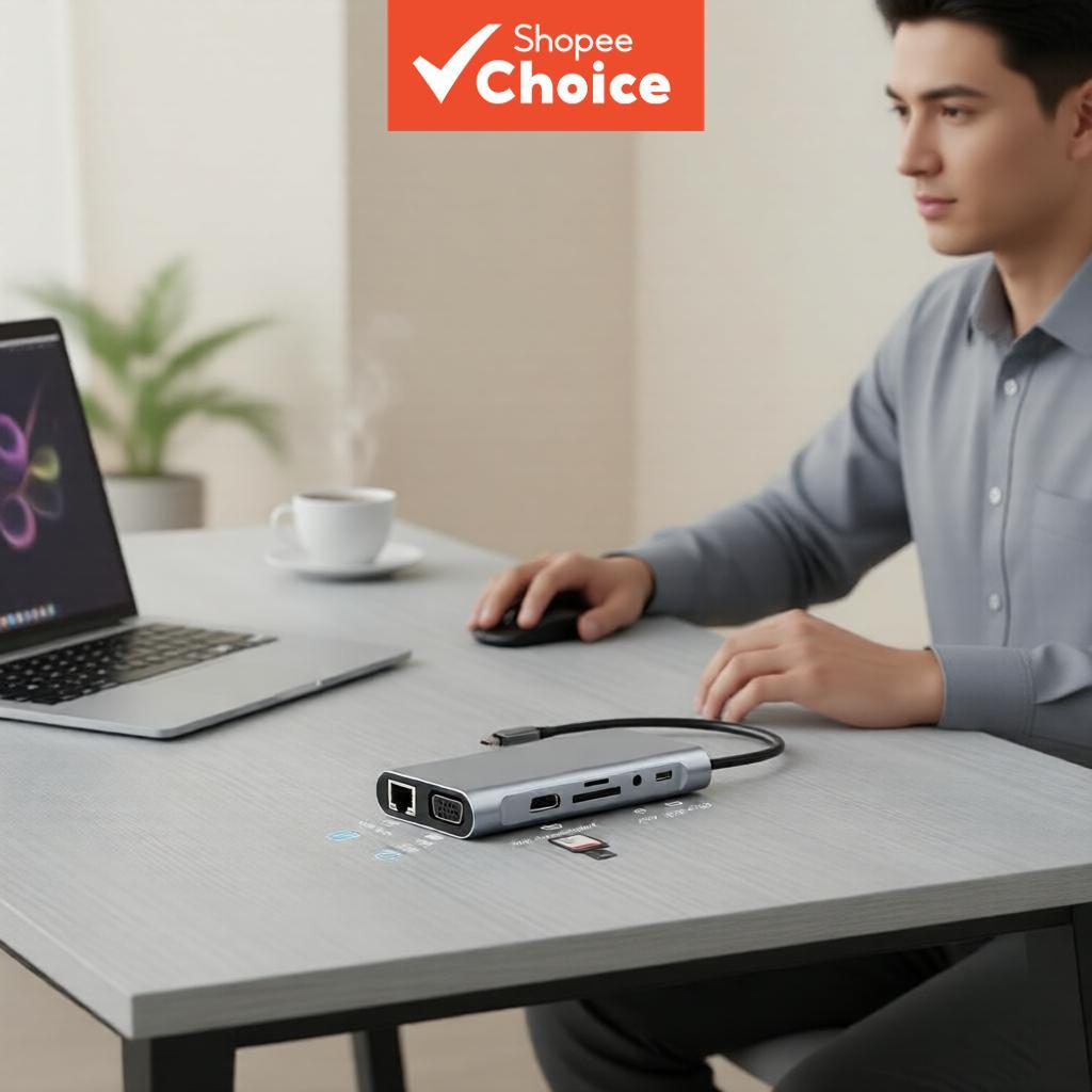 USB C HUB 11-Em-1 Tipo-Docking Station Para 4K HDMI VGA SD TF Leitor De Cartão Adaptador Multiporta MacBook Pro Air