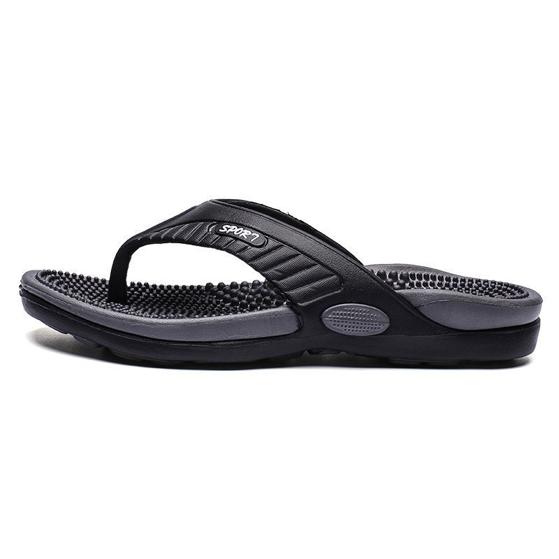 TIKP Chinelo de massagem masculino estiloso, chinelo de dedo confortável, sandália de praia respirável e antiderrapante.