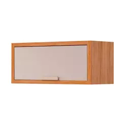 Armário Aéreo p/ Cozinha Eloise Geladeira c/ 1 Porta Basculante Riscada 80 cm Cinamomo/Off White - MGM