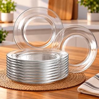 Kit 6 ou 12 Pratos Fundo Liso Transparente 22cm Cozinha Mesa