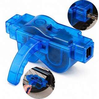 Limpador Manual de Corrente para Bicicleta Aparelho Lavador de Corrente Bike com Escovas Rotativas em ABS Azul