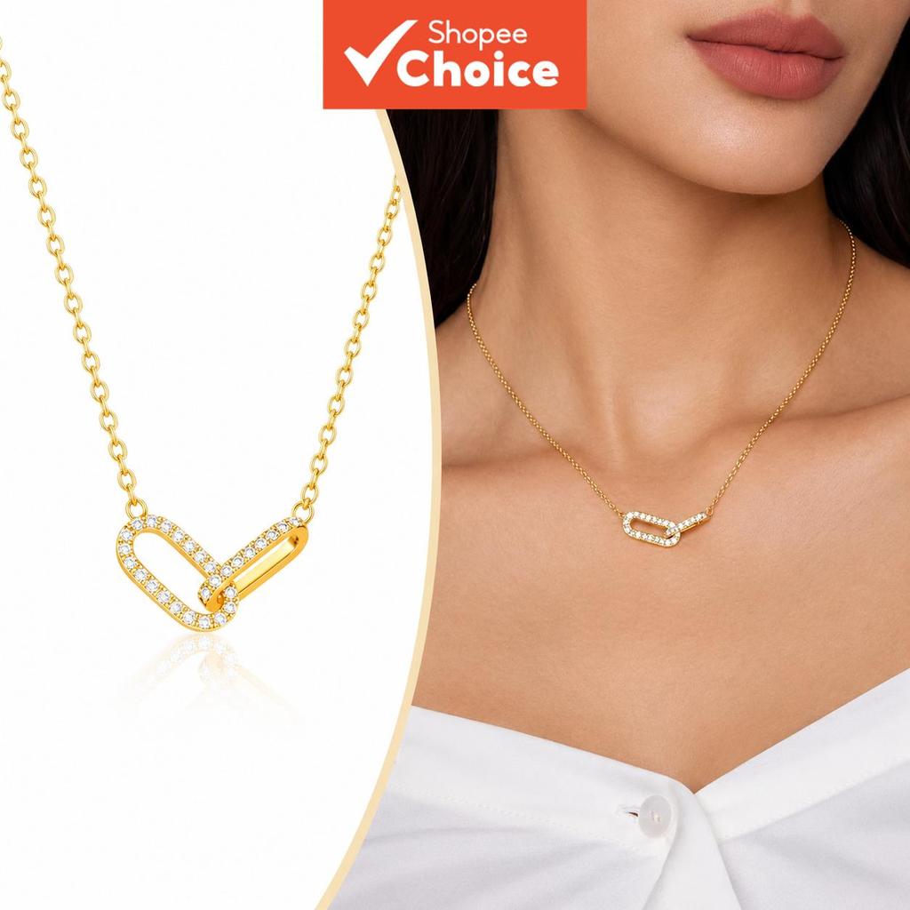 Colar de Pingente de Diamante para Mulheres, Colar Delicado, Colar Choker de Elo de Papel, Colares de Ovais Abertos