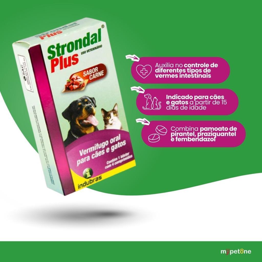 Strondal Plus Vermífugo Oral Cães e Gatos Indubras 4 comp · foto 2