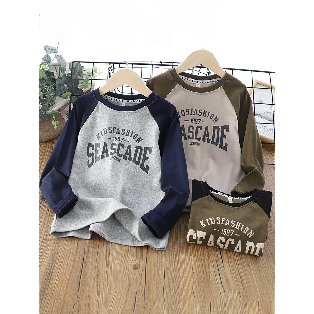 Meninos camiseta de manga comprida 2026 primavera outono novo estilo All-Match camiseta crianças Casual camisa de fundo 