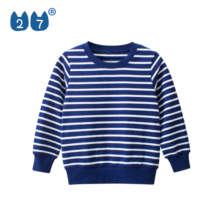 27 crianças versão coreana crianças roupas de outono puro algodão manga comprida camiseta bebê listrado fino topo menino