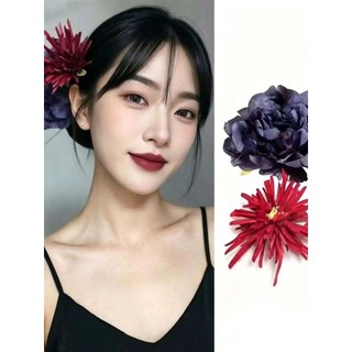 Oriental lábios vermelhos Retro azul peônia flor grampo de cabelo cabeça lateral flor acessórios para o cabelo novo esti