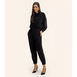 Conjunto Blusão Com Calça Endless Plush Feminina Preto